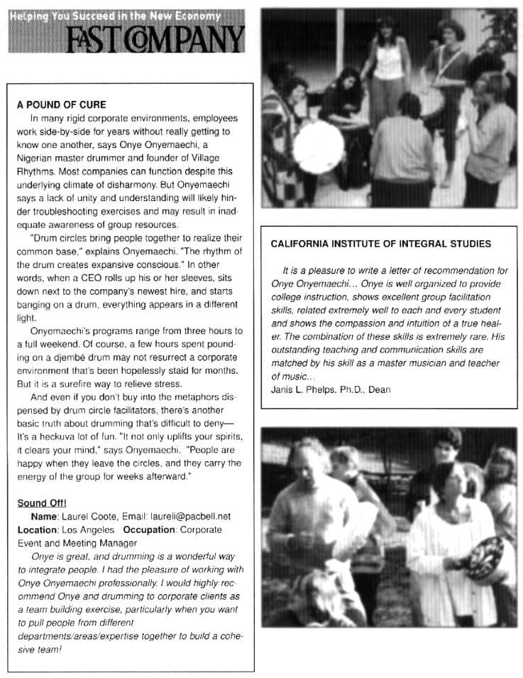 Fast Company feature on Village Rhythms